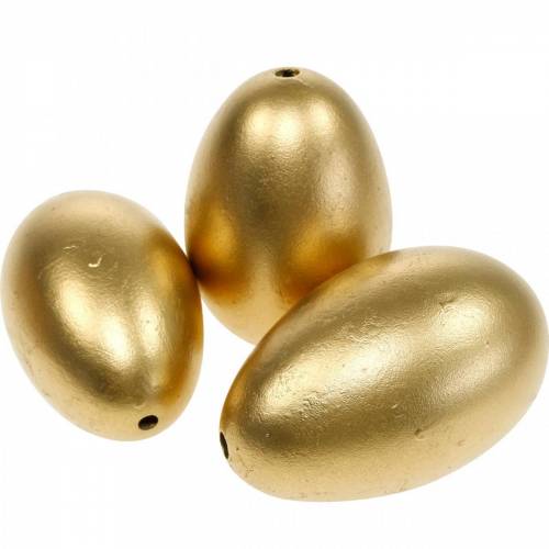Artículo Huevos de ganso dorados soplados huevos decoración de Pascua 10 piezas
