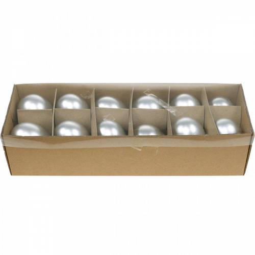 Floristik24 Huevos de Ganso Huevos Soplados de Plata Decoración de Pascua 12 piezas