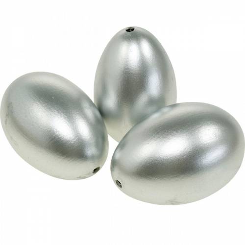 Floristik24 Huevos de Ganso Huevos Soplados de Plata Decoración de Pascua 12 piezas