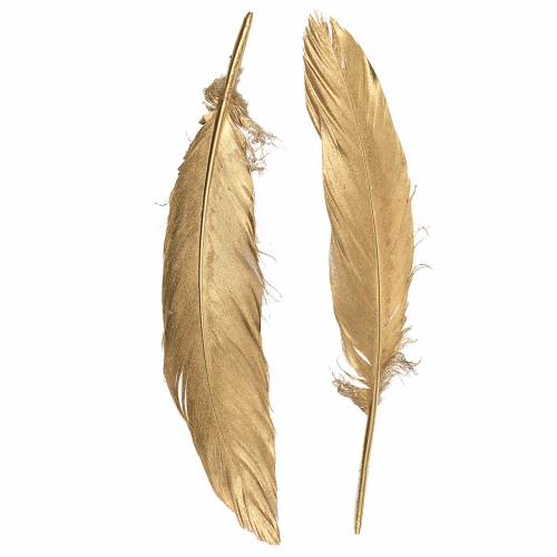 Floristik24 Plumas doradas para manualidades 16-18cm 12uds