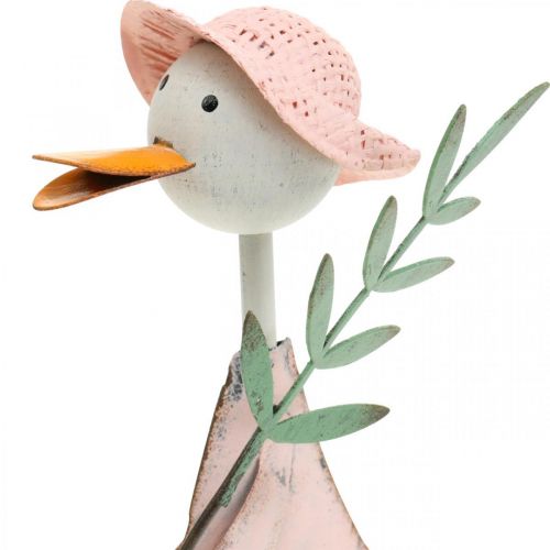 Floristik24 Cigüeña con pala, pájaro de metal con rama, pájaro decorativo, figura de jardín, decoración de metal H26/28cm juego de 2