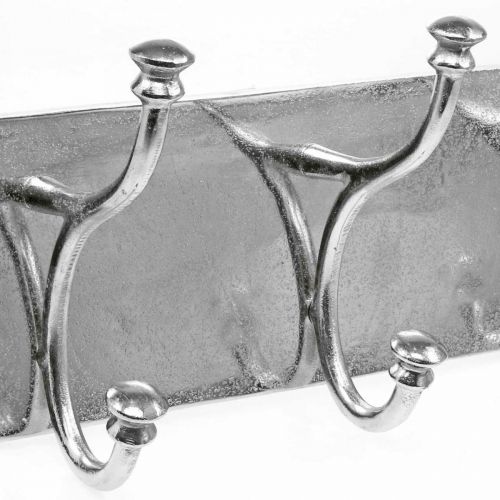 Artículo Armario con 3 ganchos, tira de ganchos para colgar, ganchos decorativos de metal vintage look plata L46cm