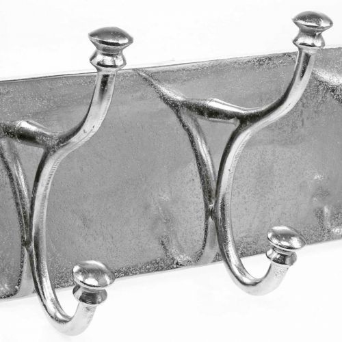 Floristik24 Armario con 3 ganchos, tira de ganchos para colgar, ganchos decorativos de metal vintage look plata L46cm