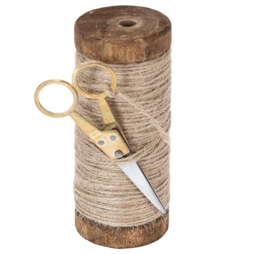Artículo Carrete de hilo con tijeras decorativas Ø6,5cm H15cm 2 piezas Estilo vintage