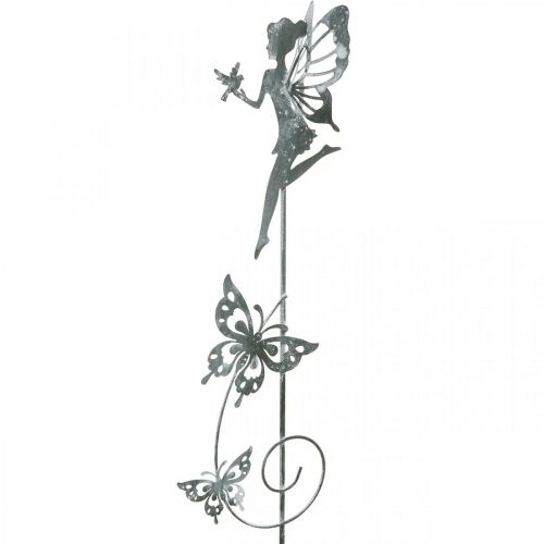 Floristik24 Decoración de flores, hada de flores de tapón de metal, resorte, duende con mariposas, tapón de planta 2 piezas