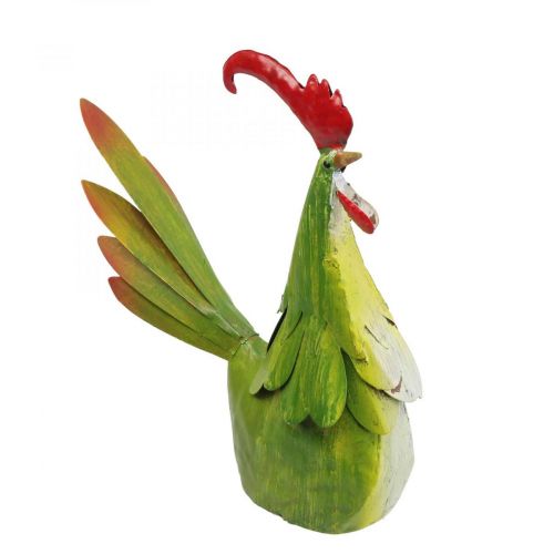 Floristik24 Decoración de jardín Gallo Decoración de mesa de metal Verde Pascua 24×6×22cm