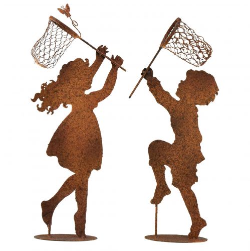 Floristik24 Decoración de jardín figuras niño niña óxido Al 44–46 cm 2 piezas
