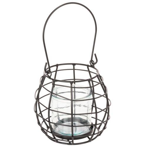 Farol de jardín, metal negro con luz de viento, Ø14cm H12,5cm comprar | Floristik24.es