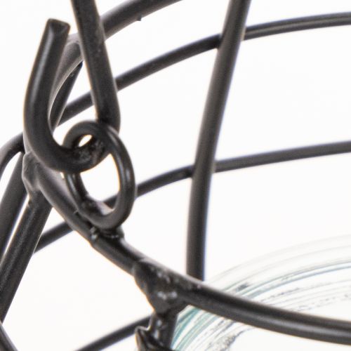 Farol de jardín, metal negro con luz de viento, Ø14cm H12,5cm | Floristik24.es