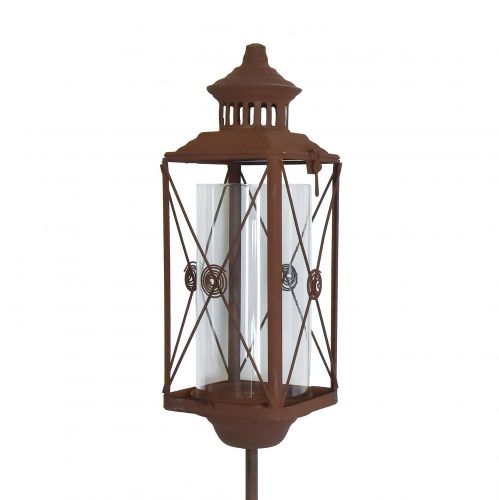 Floristik24 Farol de jardín decorativo de metal aspecto óxido 12cmx12cmx135cm