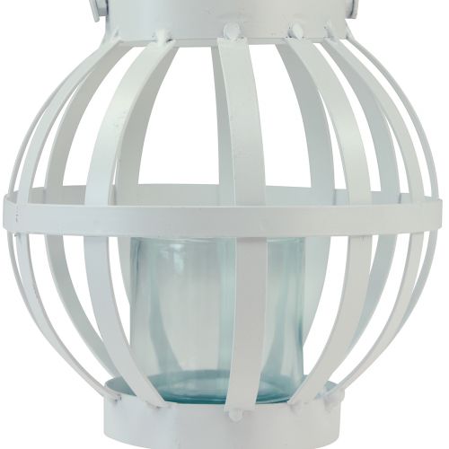 Artículo Farol de jardín farol de cristal metálico para colgar blanco Ø18,5cm