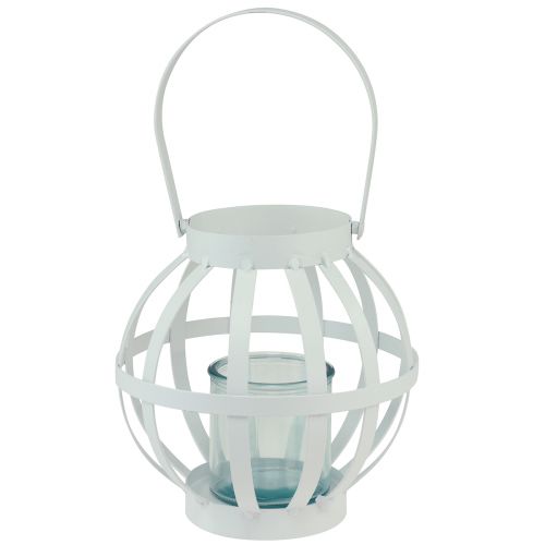 Floristik24 Farol de jardín farol de cristal metálico para colgar blanco Ø18,5cm