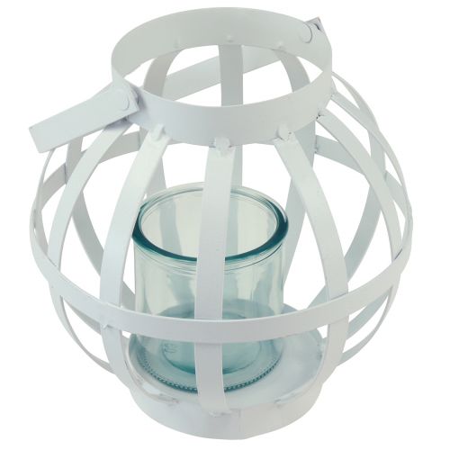 Artículo Farol de jardín farol de cristal metálico para colgar blanco Ø18,5cm
