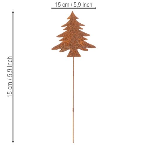 Estaca de jardín, acero envejecido, ciervo, estrella, abeto, 10/15 cm de alto, 3 piezas | Floristik24.es