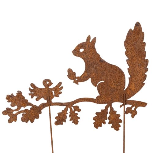 Ardilla de jardín en rama, metal envejecido, 42 cm de alto, 3 piezas | Floristik24.es