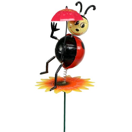 Floristik24 Tapón de jardín Ladybug con sombrilla en la barra 74cm