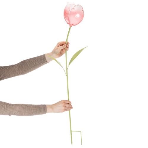 Artículo Estaca decorativa de jardín con forma de tulipán para macizos y bordes de flores, 94 cm.