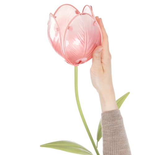 Artículo Estaca decorativa de jardín con forma de tulipán para macizos y bordes de flores, 94 cm.