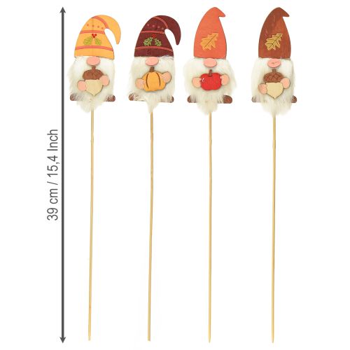Artículo Estacas de jardín Gnomo Decoración otoñal Madera Surtido 39cm 8uds