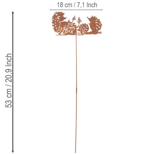 Estaca de jardín con diseño de erizo, color óxido, decoración para verano y otoño, 53 cm. | Floristik24.es