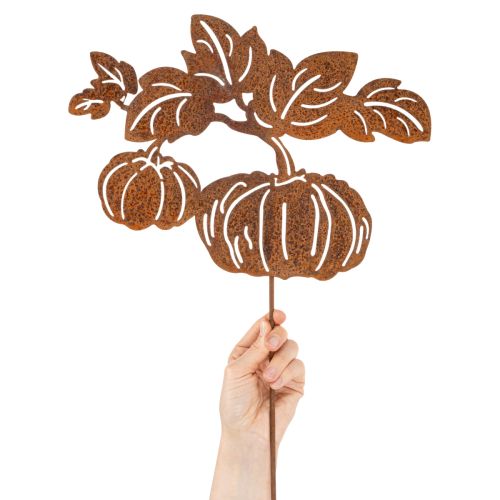 Artículo Estaca de jardín con motivo de calabaza, decoración metálica, acabado oxidado, 100 cm