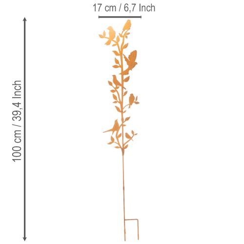 Rama decorativa de jardín con pájaros, de metal, 100 cm. | Floristik24.es