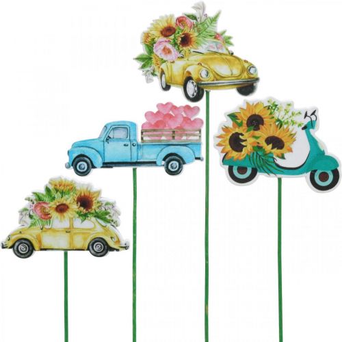 Artículo Coche con estaca de jardín, decoración de regalo permiso de conducir L24/24,5 cm 16 piezas