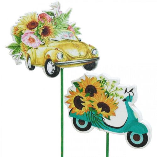 Artículo Coche con estaca de jardín, decoración de regalo permiso de conducir L24/24,5 cm 16 piezas