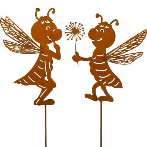 Floristik24 Enchufe de jardín abeja decoración de jardín de acero inoxidable decoración de primavera 2 piezas