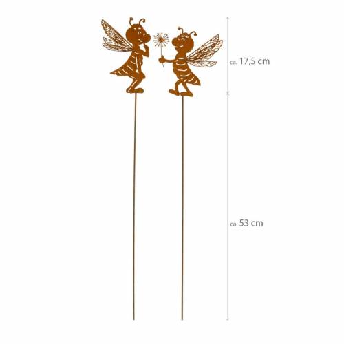 Floristik24 Enchufe de jardín abeja decoración de jardín de acero inoxidable decoración de primavera 2 piezas