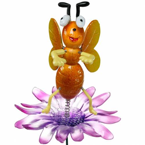 Floristik24 Alfiler de flor abeja en flor con resortes de metal naranja, violeta H74cm