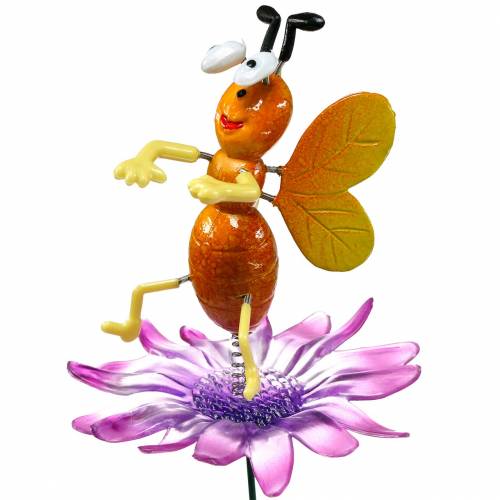 Floristik24 Alfiler de flor abeja en flor con resortes de metal naranja, violeta H74cm