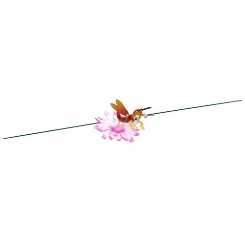 Floristik24 Estaca de jardín Libélula en flor con resorte de metal Naranja, rosa Al. 74 cm