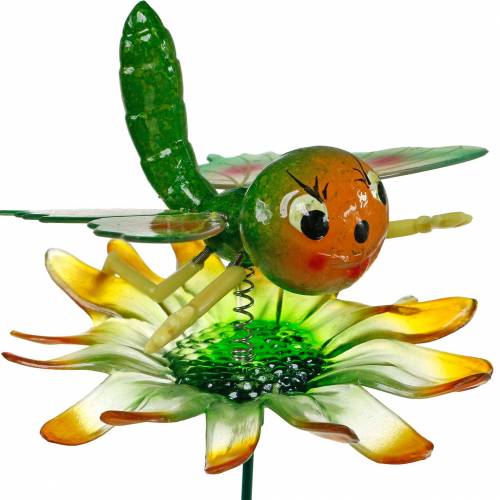 Floristik24 Enchufe decorativo mariposa y flor con resortes de metal verde, naranja Al70cm