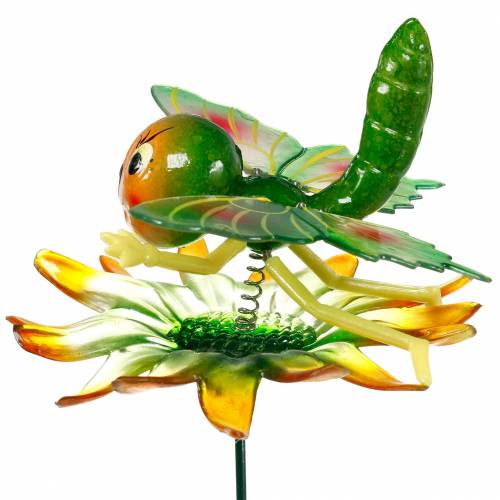 Floristik24 Enchufe decorativo mariposa y flor con resortes de metal verde, naranja Al70cm