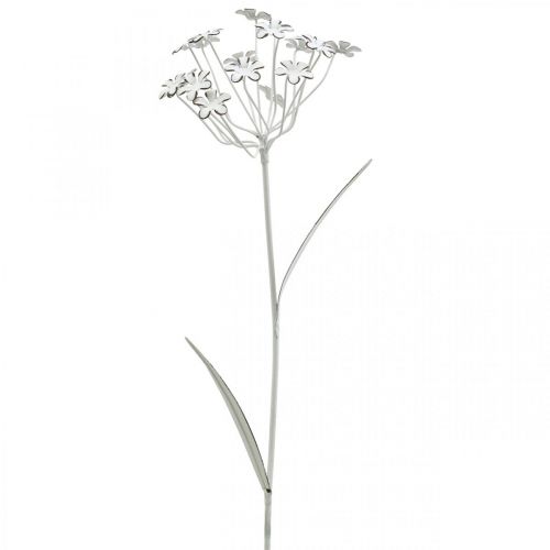 Floristik24 Flor de tapón de jardín, decoración de jardín, tapón de planta de metal shabby chic blanco, plateado L52cm Ø10cm 2 piezas