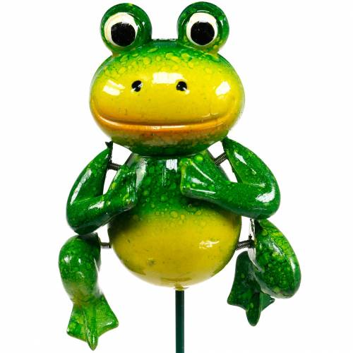 Floristik24 Enchufe decorativo rana saltarina con resortes de metal verde, amarillo Al65.5cm