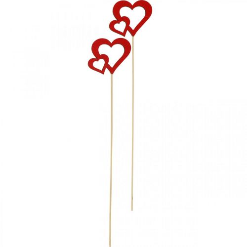 Floristik24 Tapón flor corazón madera rojo decoración romántica 6cm 24pcs