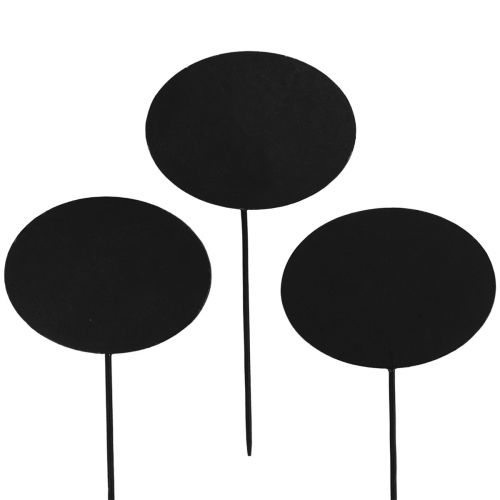 Floristik24 Estaca de jardín Letreros de madera Oval Negro 19cm 12uds