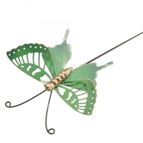 Floristik24 Estaca de Jardín Mariposa Metálica Oro Verde 12x10/46cm