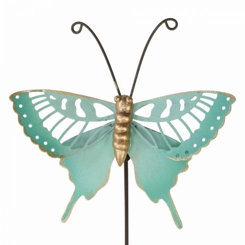 Floristik24 Estaca de jardín mariposa metal turquesa oro 12×10/46cm