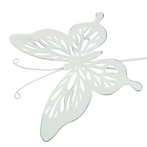 Floristik24 Estacas de jardín metal mariposa blanco 14×12,5/52cm 2uds