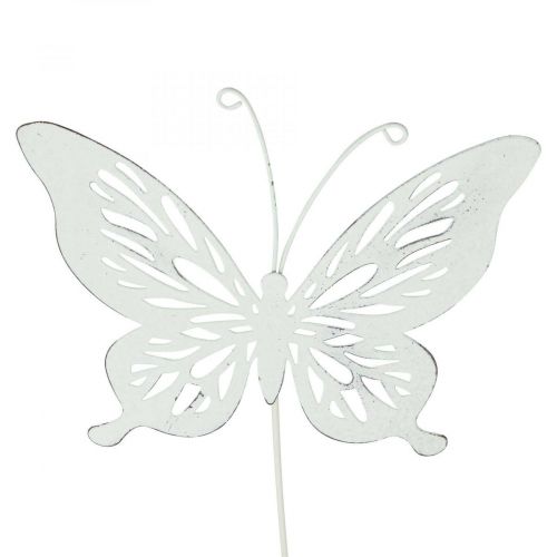 Floristik24 Estacas de jardín metal mariposa blanco 14×12,5/52cm 2uds