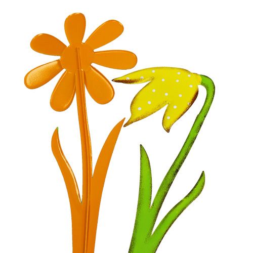 Artículo Garden Plug Metal Flower Naranja, Amarillo 47cm 4pcs