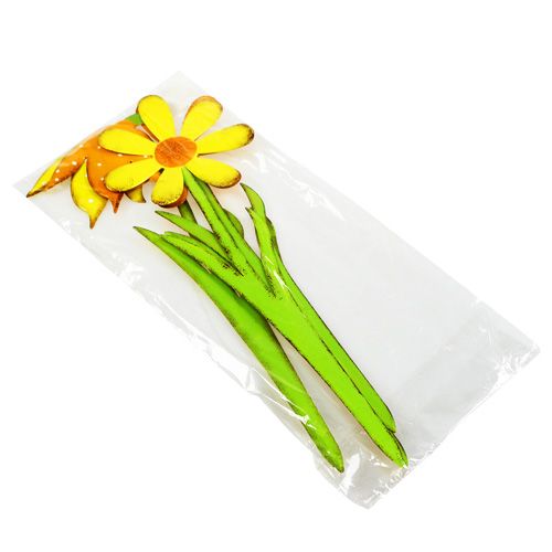Floristik24 Garden Plug Metal Flower Naranja, Amarillo 47cm 4pcs