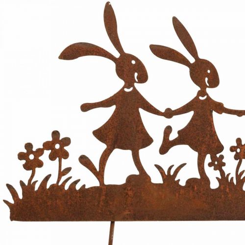 Floristik24 Estaca de jardín óxido Pascua, estaca de flores conejo de metal An. 40 cm