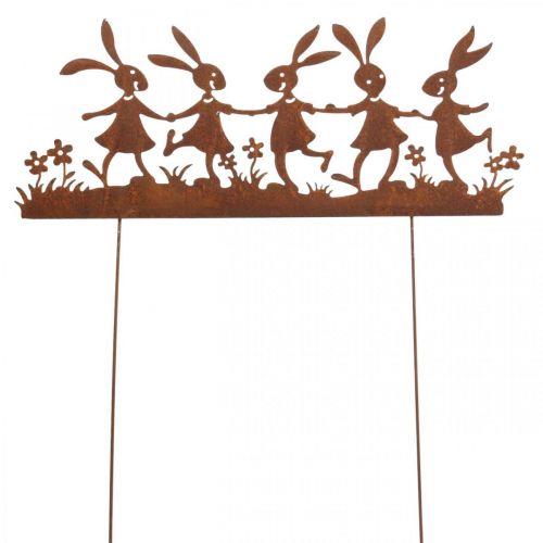 Floristik24 Estaca de jardín óxido Pascua, estaca de flores conejo de metal An. 40 cm