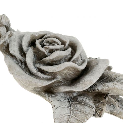 Floristik24 Rosa para decoración de tumbas gris 16cm x 13,5cm 2 piezas
