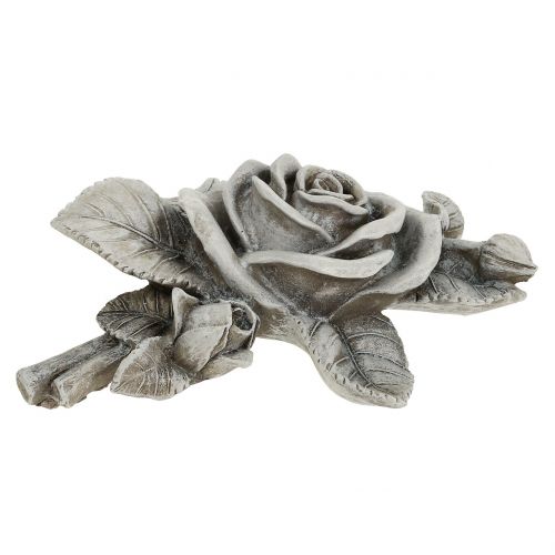 Floristik24 Rosa para decoración de tumbas gris 16cm x 13,5cm 2 piezas