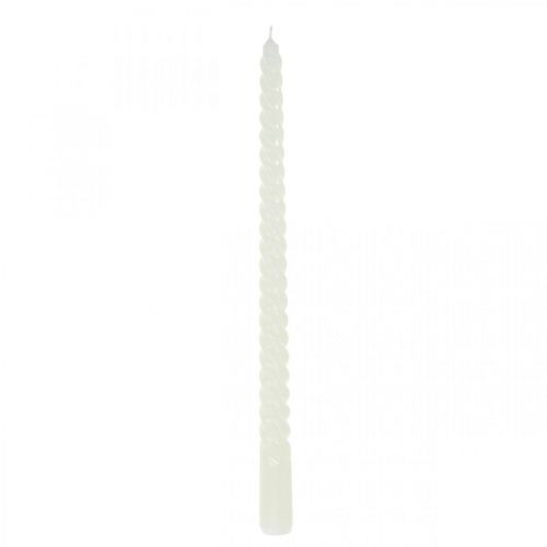 Floristik24 Velas retorcidas velas en espiral crema Ø2.2cm H30cm 2pcs